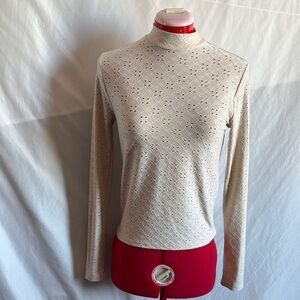 MM251 Forever 21 Cream Fitted Embellished Blouse